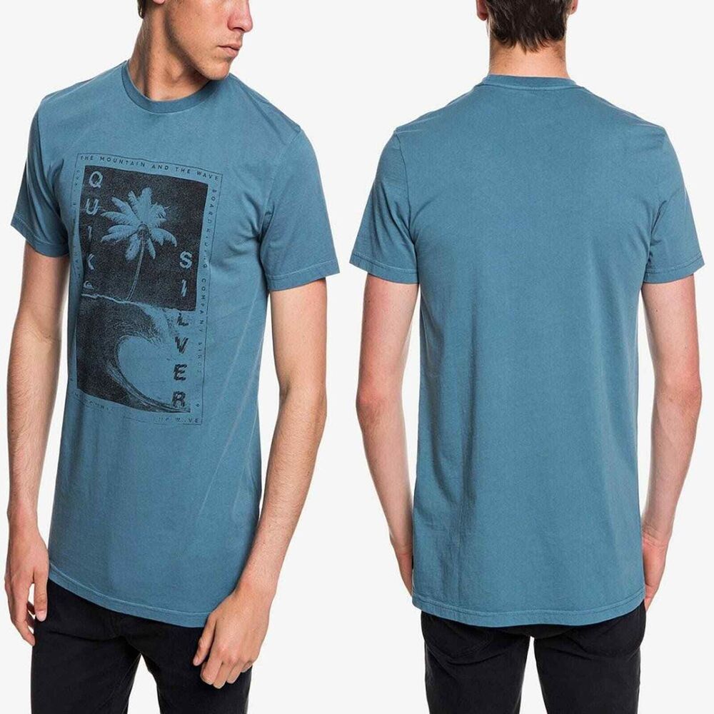 Quiksilver Men's Destroyed Reality Cotton Crewneck Graphic Soft Tee Blue Small
